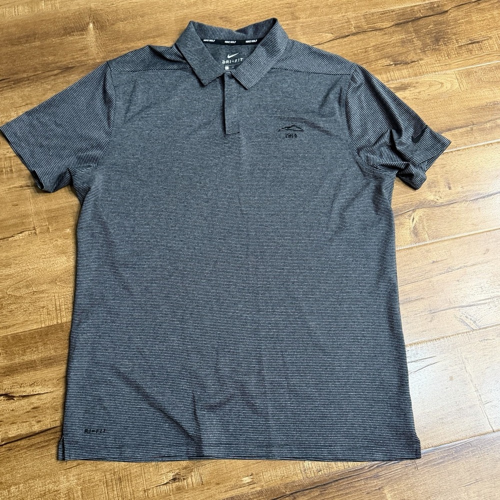 Nike Dri-FIT Polo Shirt Mens Gray Stripe Short Sleeve 1914 Diablo CC Sz Large